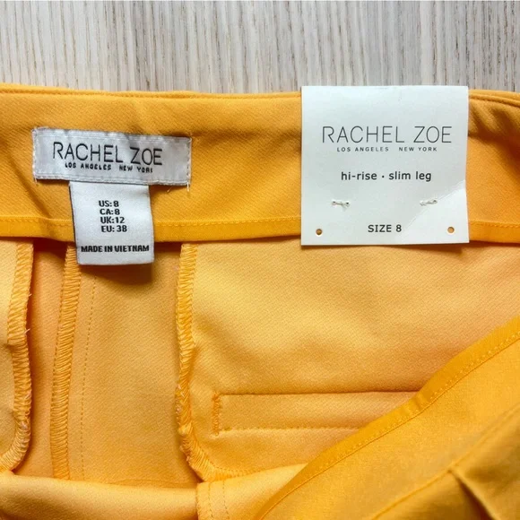 Rachel Zoe hi rise slim leg Vibrant Yellow Pants women size 8.